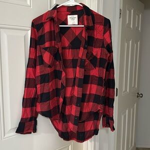 Abercrombie plaid red and black shirt
